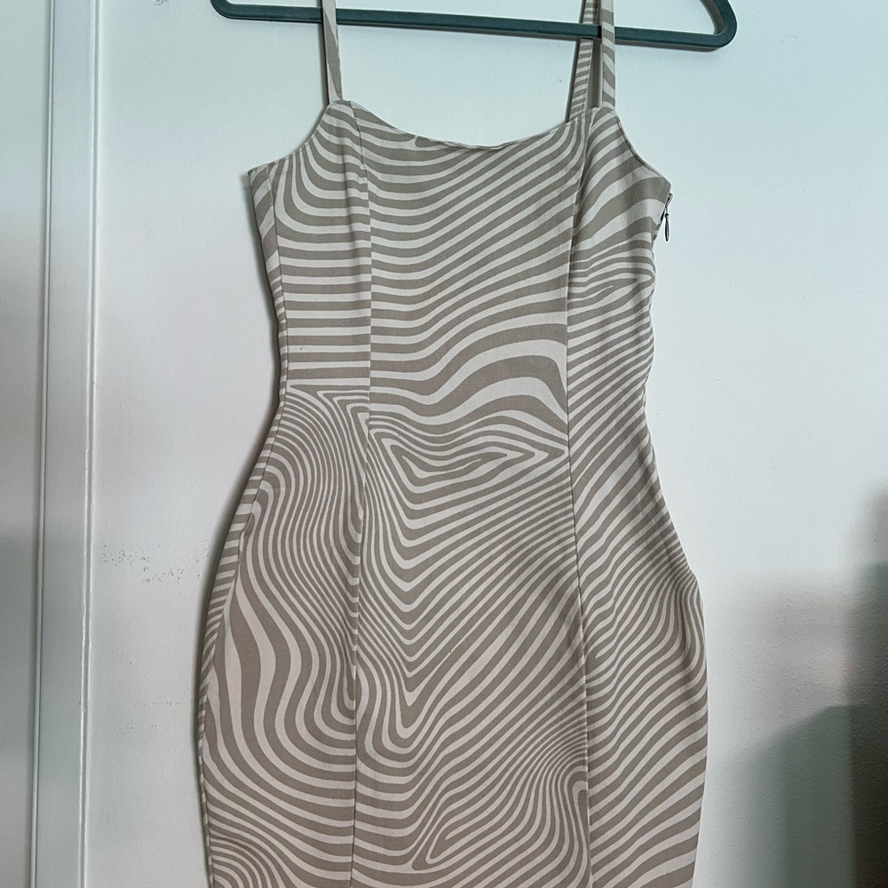 H&M Black and White Bodycon Mini Dress Spaghetti Strap